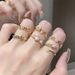 Medieval Enamel Peach Blossom Open Ring Floral Light Luxury High End Niche Design Fashion Retro Gold Ring_ipsvogv.com