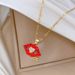 Flame 【 】 Red Lips Zircon Light Luxury Charm Gorgeous Full Diamond Necklace Women's Versatile Clavicle Titanium Steel 【 】_ipsvogv.com