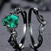 fashion Black Inlaid Green Diamond Ring, Ins Engagement Accessory, Women's Style_ipsvogv.com
