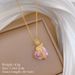 】 Pink 【 Love Rose Fashionable Light Luxury Temperament Gorgeous Full Diamond Necklace Women's Versatile Clavicle Chain 【 】_ipsvogv.com
