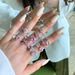 S Pure Silver Women's Light Luxury Water Drop Fashion Cute Peach Heart Temperament Square Diamonds Pink High Carbon_ipsvogv.com