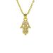 Gold Plated Blue Turkish Eye Palm Heart Diamond Drop Necklace Devil's Eye Necklace_ipsvogv.com