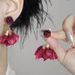 Unisex Burning Romance~Super Fairy Retro Rose Flower Tassel Earrings Ear Clips High End Niche Temperament Holiday Style_ipsvogv.com