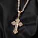 Women's & Men's Jewelry Hip Hop Cross Pendant Necklace With Diamond Accents And Twist Chain For Trendy Streetwear Style_ipsvogv.com
