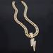 Men’s Jewelry Set Fashion Cuban Chain New Lightning Alloy Pendant For Men Trendy Personality Rap Brand Cool Hip Hop Diamond Pendant_ipsvogv.com