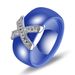 Couple ring black and white ceramic X ring micro-inset zircon 8MM fashion ring_ipsvogv.com