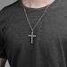 Neutral genderless light luxury style diamond studded titanium steel cross necklace for men and women with personalized diamond square diamond cross_ipsvogv.com