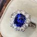 Cao Shi's natural royal blue zircon ring (women's copper plated rhodium) luxury wedding jewelry_ipsvogv.com