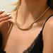 Geometric design simple hip-hop style beaded long necklace, fashionable OL temperament, collarbone chain_ipsvogv.com