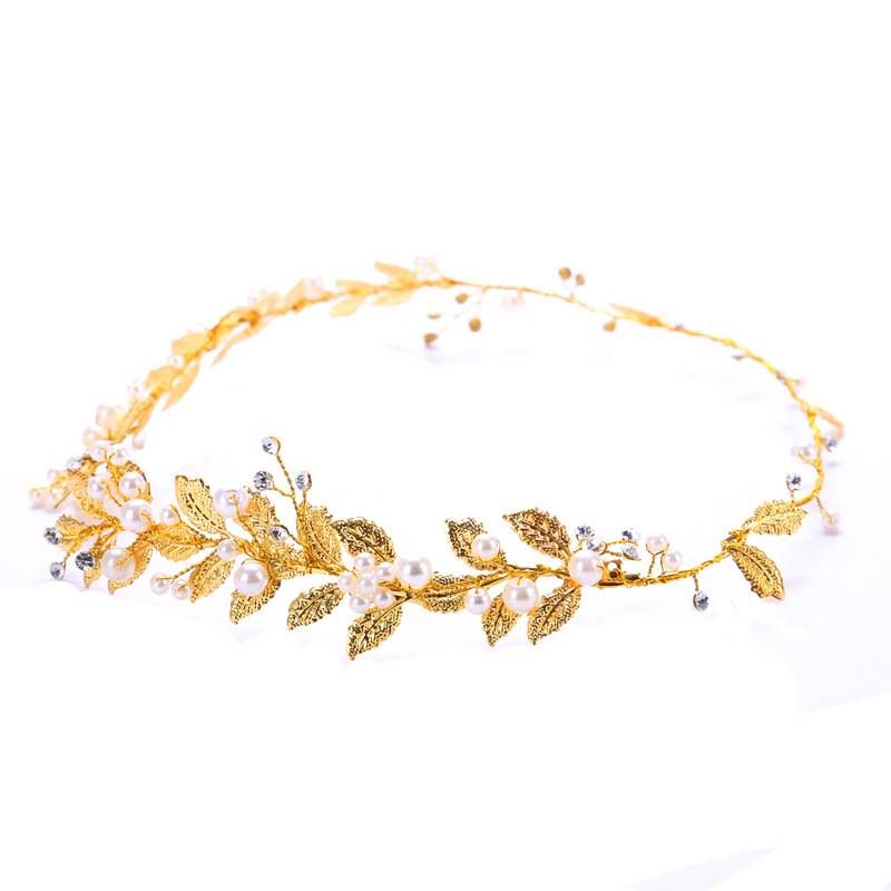 Hot Sale Leaf Headband Baroque Gold Leaf Headdress Bridal Jewelry_ipsvogv.com