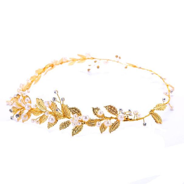 Hot Sale Leaf Headband Baroque Gold Leaf Headdress Bridal Jewelry_ipsvogv.com
