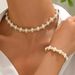 Geometric style women's bead bracelet, niche high-end design, long necklace jewelry set_ipsvogv.com
