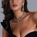 New Rhinestone Accessories, Simple High-end Necklace Set, Multi-layer Round Earrings Jewelry Set_ipsvogv.com