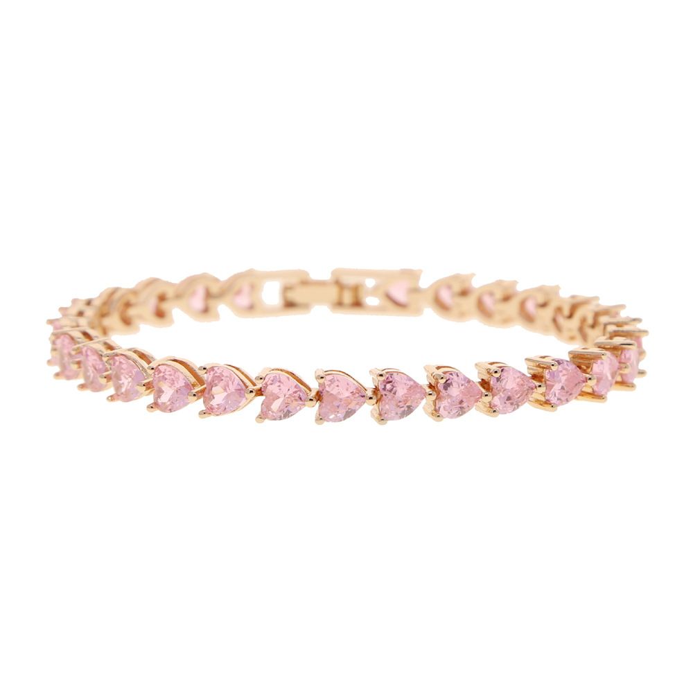 Women's & Men's Tennis Chain Bracelet With 5mm Heart-Shaped Zirconia, Elegant & Stylish For Couples, Available In Silver/Gold/Rose Gold, Sizes 17-21cm_ipsvogv.com