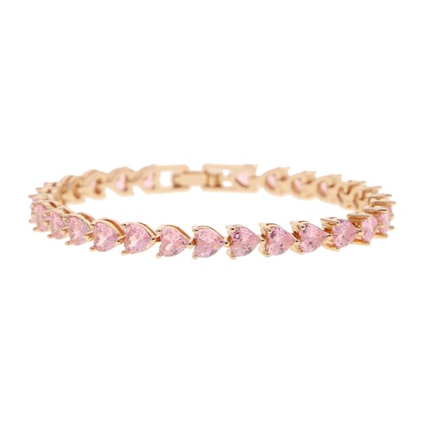 Women's & Men's Tennis Chain Bracelet With 5mm Heart-Shaped Zirconia, Elegant & Stylish For Couples, Available In Silver/Gold/Rose Gold, Sizes 17-21cm_ipsvogv.com