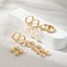 Unisex Hot Sales Real Gold Brass Electroplating Temperament Smooth Small Round Bead Five Pointed Flower Earrings Earring Set_ipsvogv.com