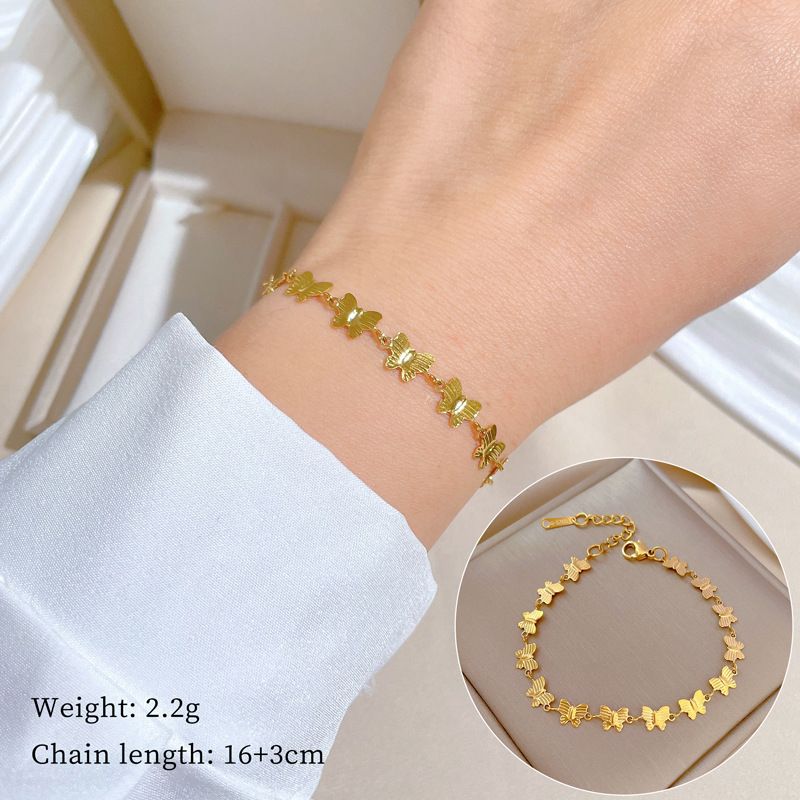 【 Full body titanium steel 】 Dongdaemun personality extremely simple style butterfly chain bracelet, female internet_ipsvogv.com