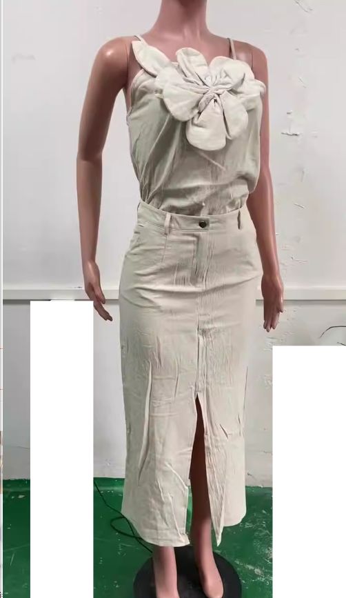 Holiday Daily Women's Streetwear Solid Color Linen Cotton Skirt Sets Skirt Sets_ipsvogv.com