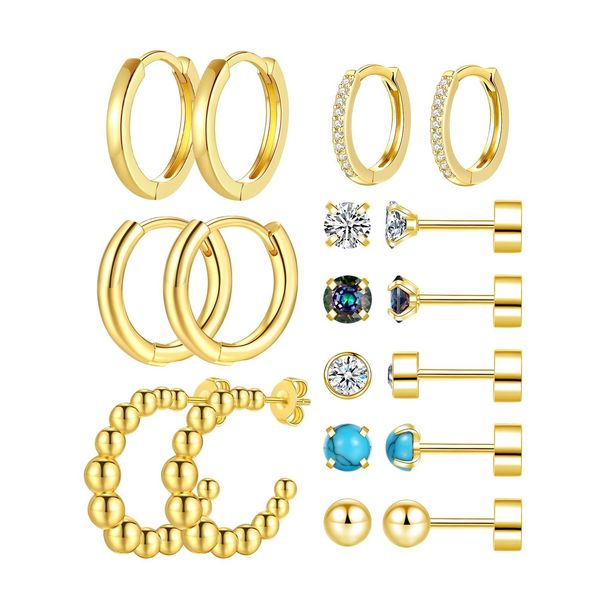 Unisex Real Gold Brass Electroplating Fashion New Style Simple Temperament High Grade Earrings Set_ipsvogv.com