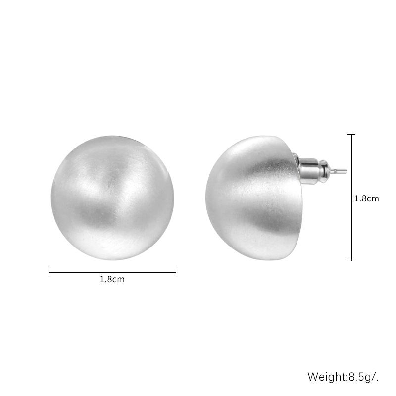Metal Semi Circular Spherical Earrings Cold Style Earrings For Women Retro Texture Fashion Simple Versatile Earrings_ipsvogv.com