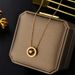 Titanium Steel Rose Gold Trendy Double Ring Roman Inlaid Diamond Necklace For Women's Fashionable Temperament, Light_ipsvogv.com