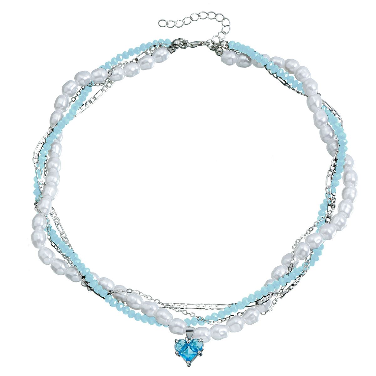 Pearl Crystal Zircon Love Pendant Collarbone Chain Fashion Light Luxury Winding Multi-layer Necklace Women_ipsvogv.com