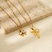 French INS Exquisite Bowknot Stainless Steel Gold-Plated Inlaid Zircon Ribbon Pendant Necklace Waterproof For Women_ipsvogv.com