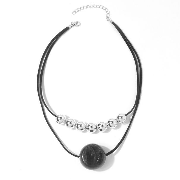 Multi Layer Cinnabar Exaggerated Large Round Pendant Retro Clavicle Chain Necklace Personality Atmospheric Jewelry Female_ipsvogv.com