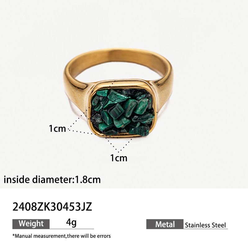gold gravel titanium steel ring natural stone irregular ins high grade stainless steel fashion jewelry_ipsvogv.com