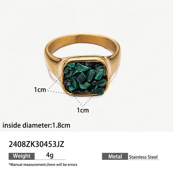 gold gravel titanium steel ring natural stone irregular ins high grade stainless steel fashion jewelry_ipsvogv.com