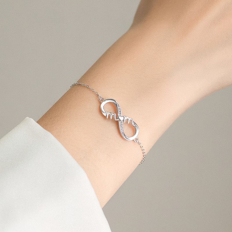 S925 Sterling Silver Bracelet For Women, High End Sense Of Infinite Love 8 Word Mother English Temperament Hand Jewelry_ipsvogv.com