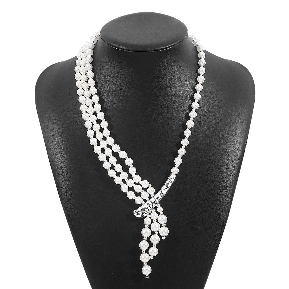 N11904 Versatile Multi layer Stacked Pearl Necklace, High end Light Luxury Cream Wind Alloy Clavicle Chain_ipsvogv.com