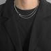 Fashionable Brand Men And Women Street Hip Hop Simple Personality Clavicle Chain Square Black Diamond Titanium Steel Splicing Double Layer Necklace_ipsvogv.com