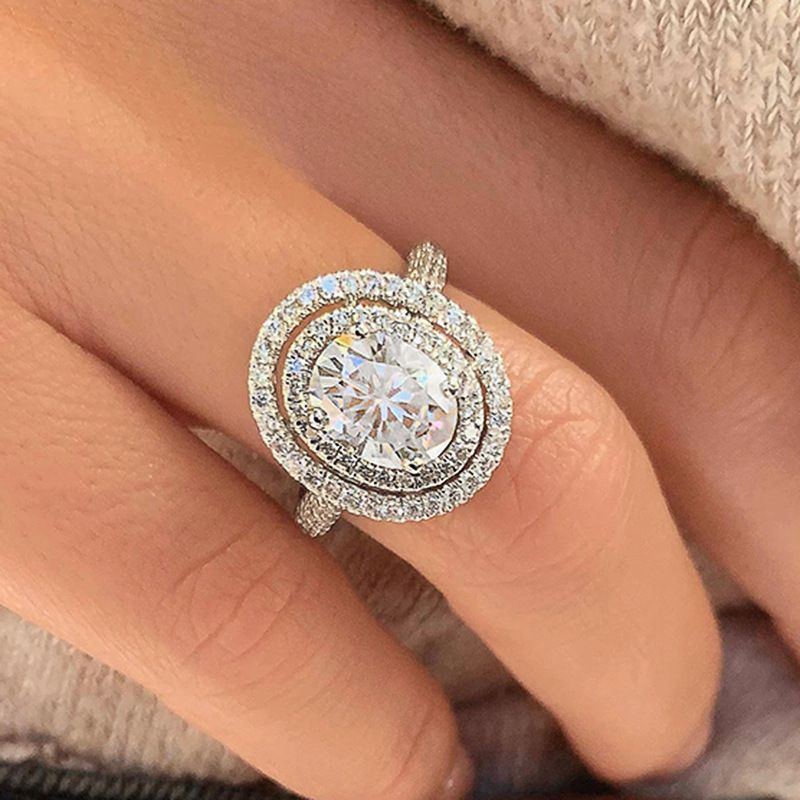 Cao Shi Luxury Full Set Elliptical Heart Eight Arrow Zircon Ring Popular Accessories For Women_ipsvogv.com