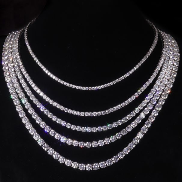 High Grade Moissanite Necklace S925 Sterling Silver Gold Plated Necklace Hip Hop Men And Women 2/3/4/5/6.5mm Tennis Chain_ipsvogv.com