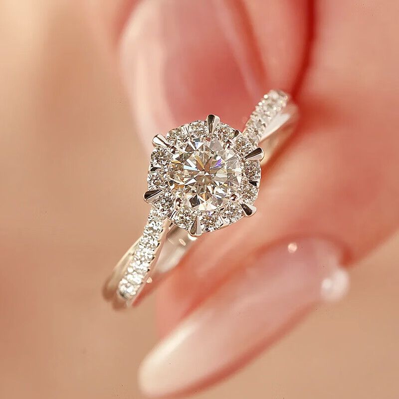 Pure Silver Star Weaving Mosang Stone Diamond Ring, One Carat Twisted Arm Female Ring Live Broadcast_ipsvogv.com