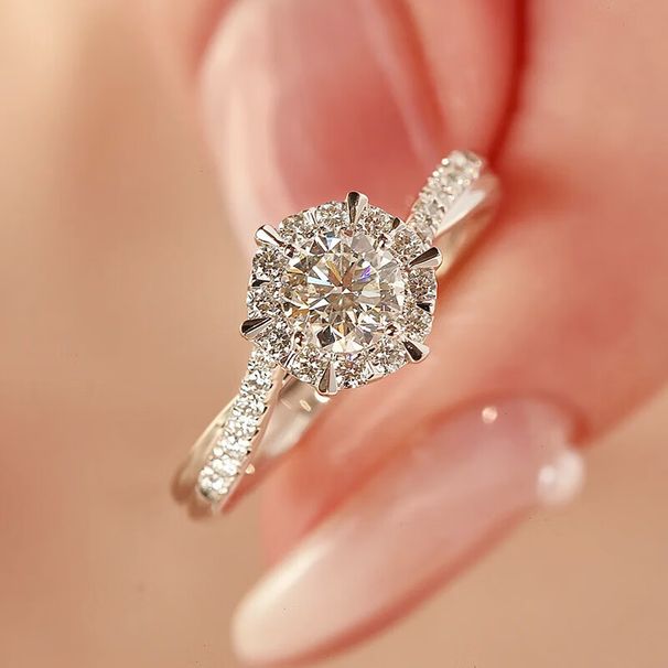 Pure Silver Star Weaving Mosang Stone Diamond Ring, One Carat Twisted Arm Female Ring Live Broadcast_ipsvogv.com