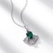 Small skirt fan shaped bright necklace S925 silver cultivated emerald retro clavicle chain light luxury_ipsvogv.com