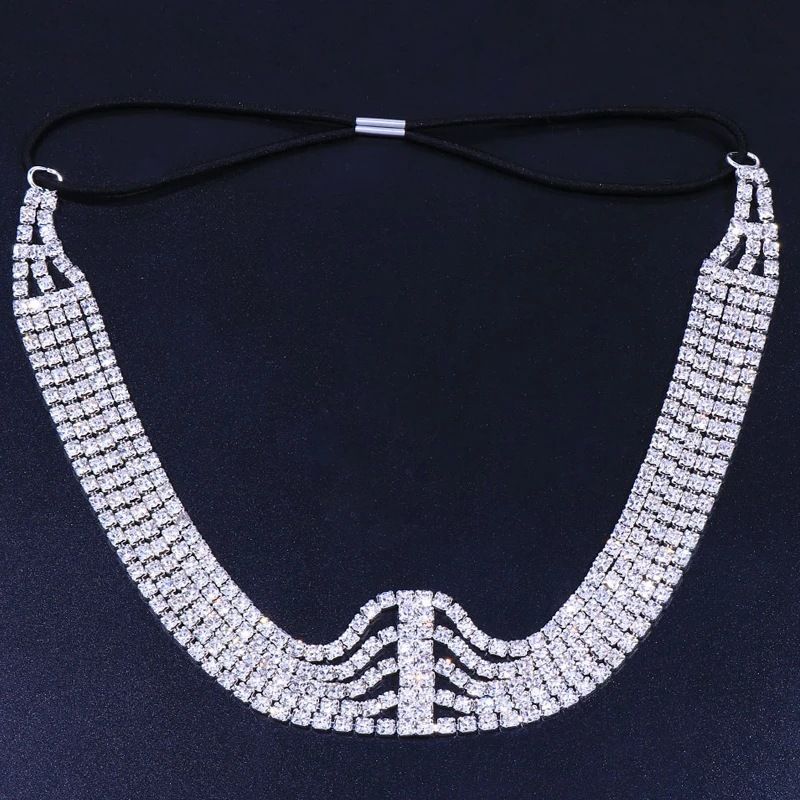 Bridal elastic multi layer rhinestone headband elastic chain decorative headdress fashionable personality festival hair accessories_ipsvogv.com