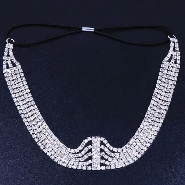 Bridal elastic multi layer rhinestone headband elastic chain decorative headdress fashionable personality festival hair accessories_ipsvogv.com