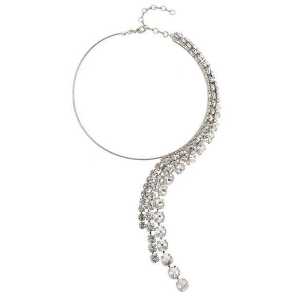 Long tassel rhinestone necklace fashion multi layer exaggerated necklace accessories for women_ipsvogv.com