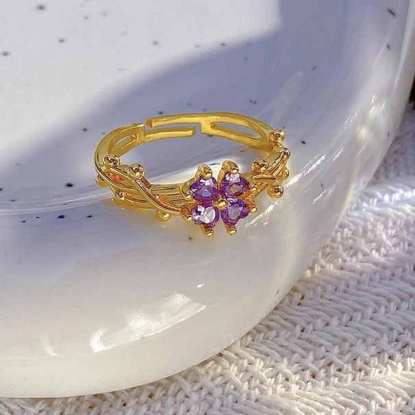 Korean Version Of Fashionable Lucky Clover For Women, Simple Ins Style Copper Inlaid With Zircon Flowers, Living Mouth_ipsvogv.com