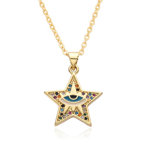 Women’s Jewelry Set Fashion Hot Selling Jewelry Clavicle Chain Colored Zircon Eye Pendant Devil Eye Necklace_ipsvogv.com
