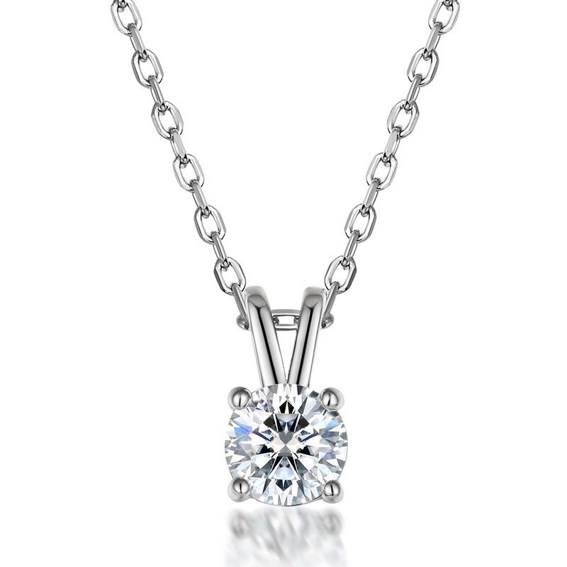 S925 Thick Silver Moissanite Pendant Round Four Claw Inlaid Clavicle Pendant Simple And Fashionable_ipsvogv.com