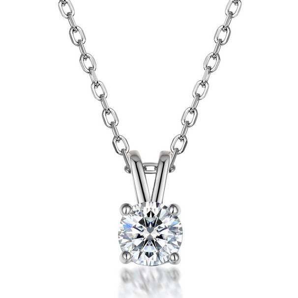 S925 Thick Silver Moissanite Pendant Round Four Claw Inlaid Clavicle Pendant Simple And Fashionable_ipsvogv.com