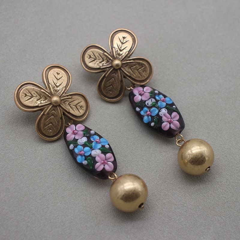 Italian Grandma Necklace West German Ear Clip Middle Ancient Beaded Sweater Chain Murano Cake Glass_ipsvogv.com