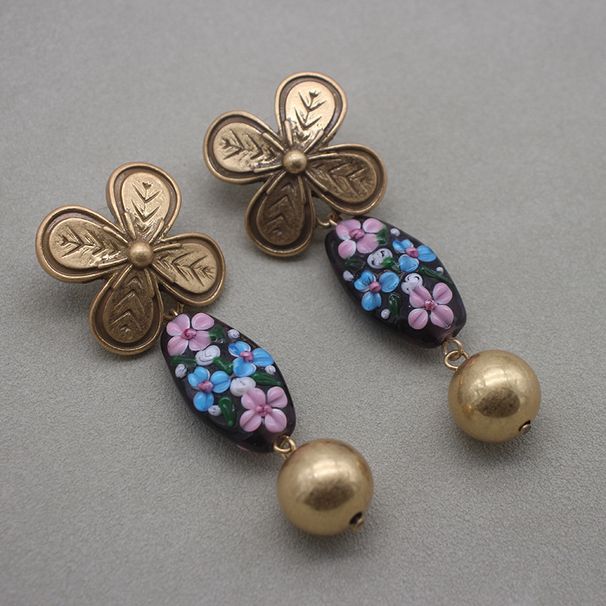Italian Grandma Necklace West German Ear Clip Middle Ancient Beaded Sweater Chain Murano Cake Glass_ipsvogv.com