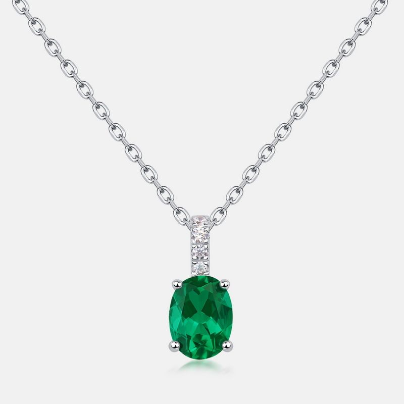 coval Cultivated Emerald Pendant Female S925 Silver Full Of Colored Gemstones Retro Clavicle Chain Retro_ipsvogv.com