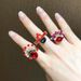 Chinese Beijing Opera Face Mask Female Ethnic Style Red Crystal Pearl Index Finger Ring, Korean Internet Celebrity_ipsvogv.com