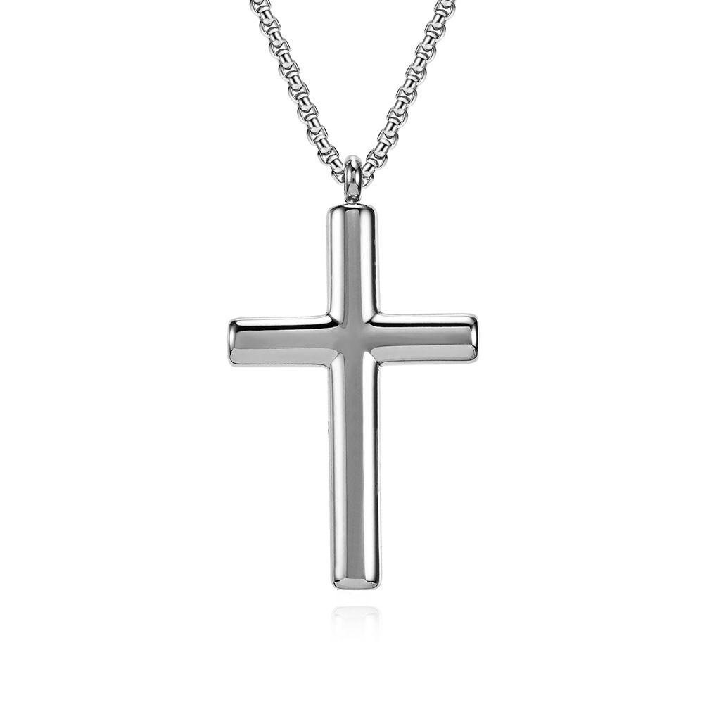 Simple curved titanium steel cross necklace neutral cold style men and women wear pendant stainless steel pendant_ipsvogv.com